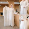 Raya Maxy 2in1 | Dress Set Inner Outer Putih | Dress Brokat Premium Lebaran 2025